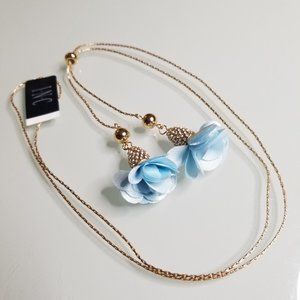 INC International Concepts Fabric-Flower Baby Blue Necklace